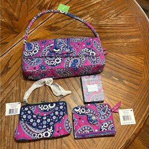 Vera Bradley Pink and Purple Paisley Clutch Set